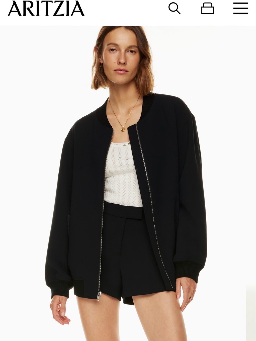 Aritzia Wilfred Numbers Black Bomber Jacket